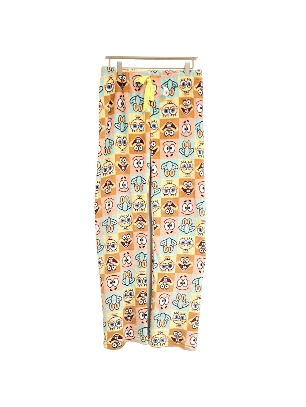 SpongeBob Cozy Fuzzy Pajama Pants Soft Lounge PJ Pants with Patrick Squidward Sa